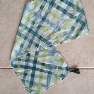 Long Green Plaid Scarf With Tassels 58x10
